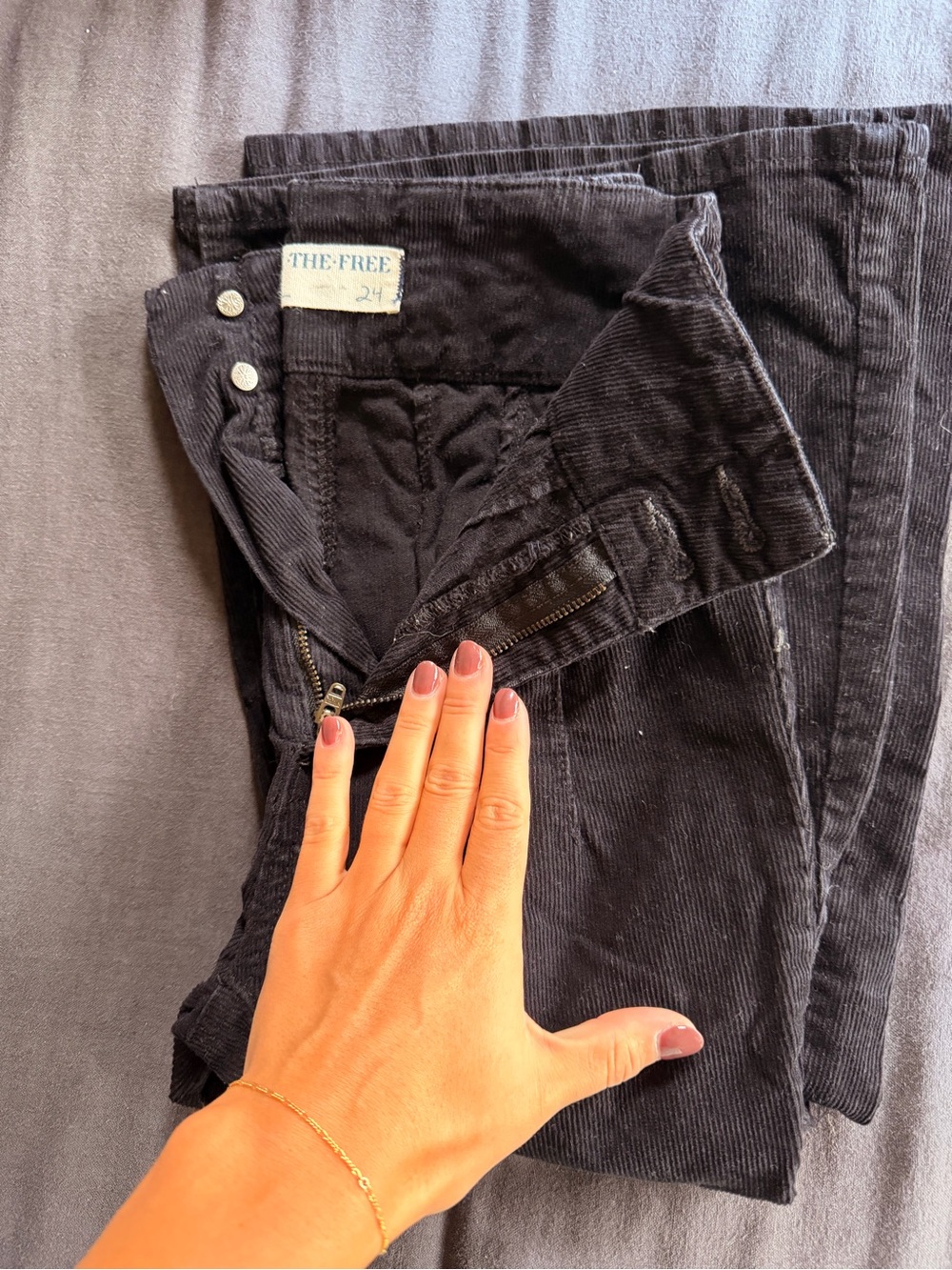Free People Black Wide-Leg Corduroy Jeans